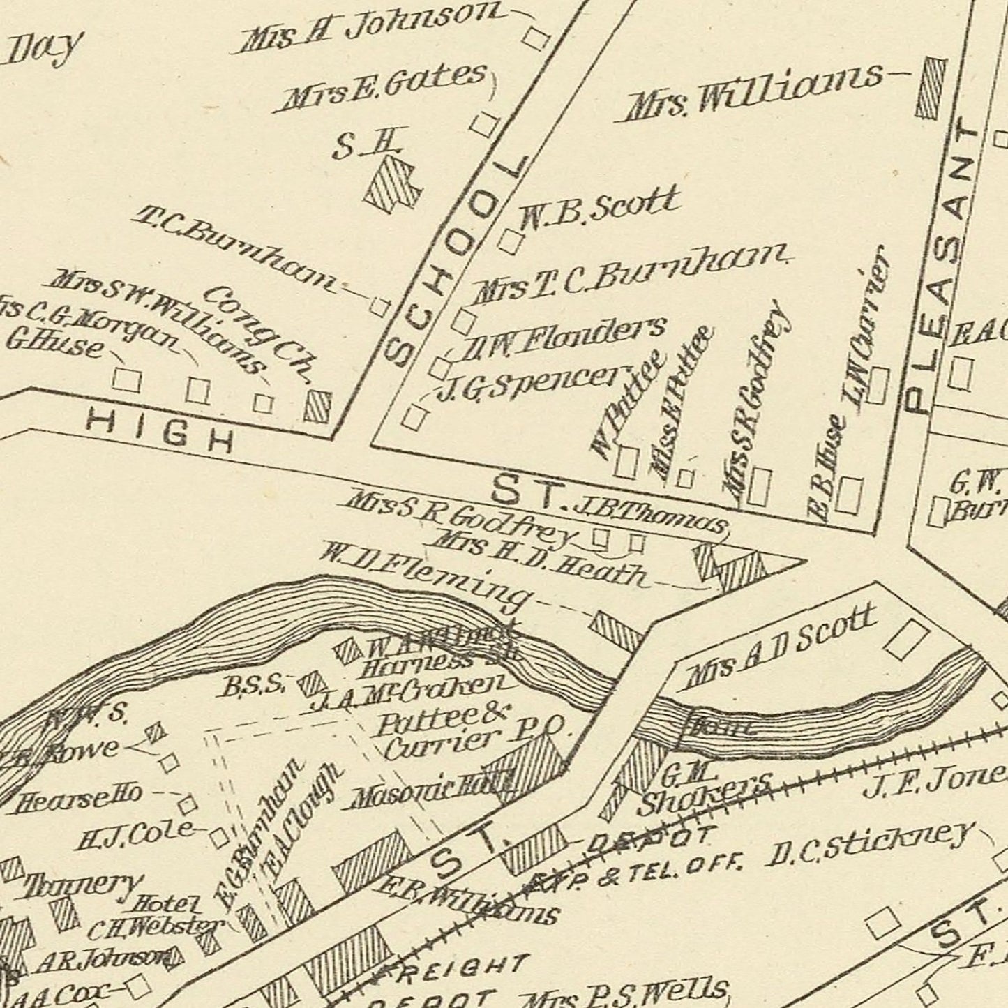 Vintage Map of Enfield, New Hampshire, 1892