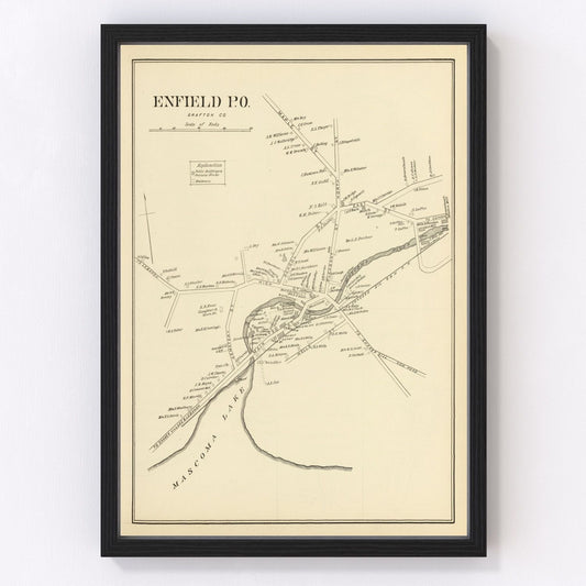 Vintage map of Enfield, New Hampshire, 1892