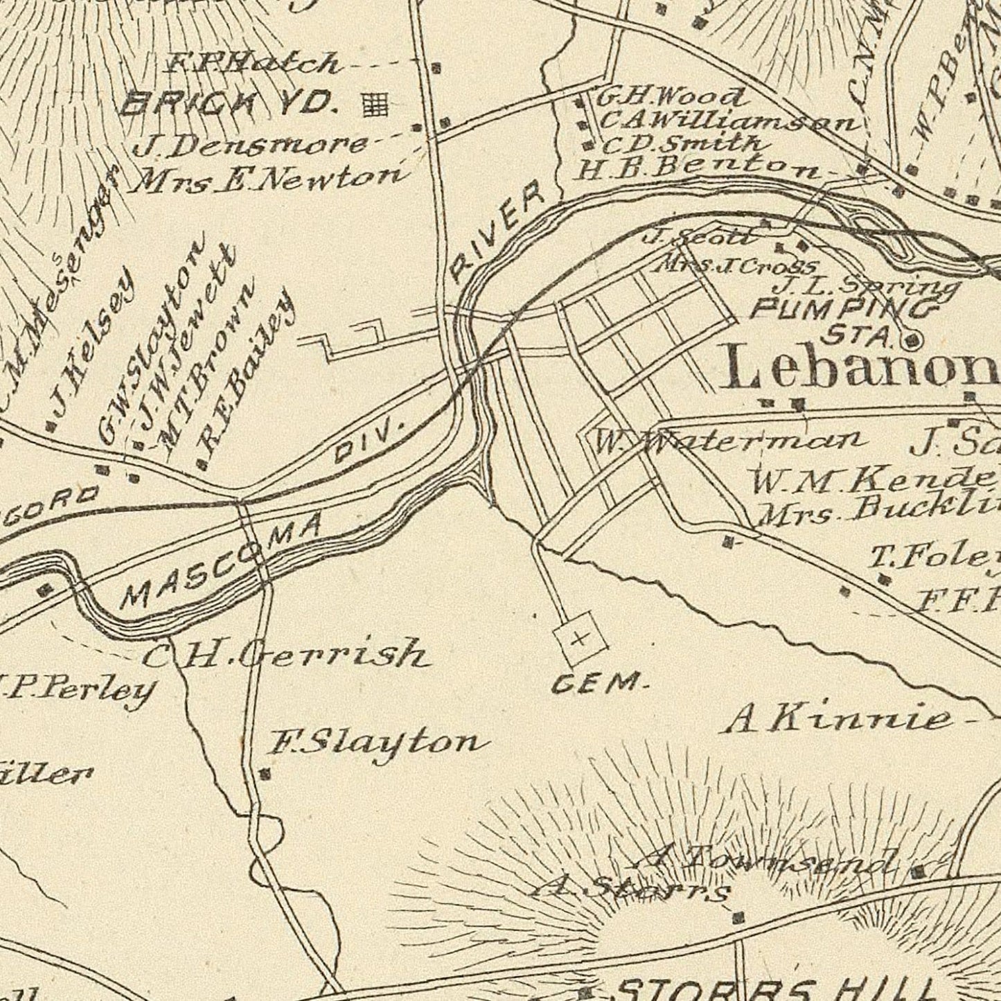 Vintage Map of Lebanon, New Hampshire, 1892