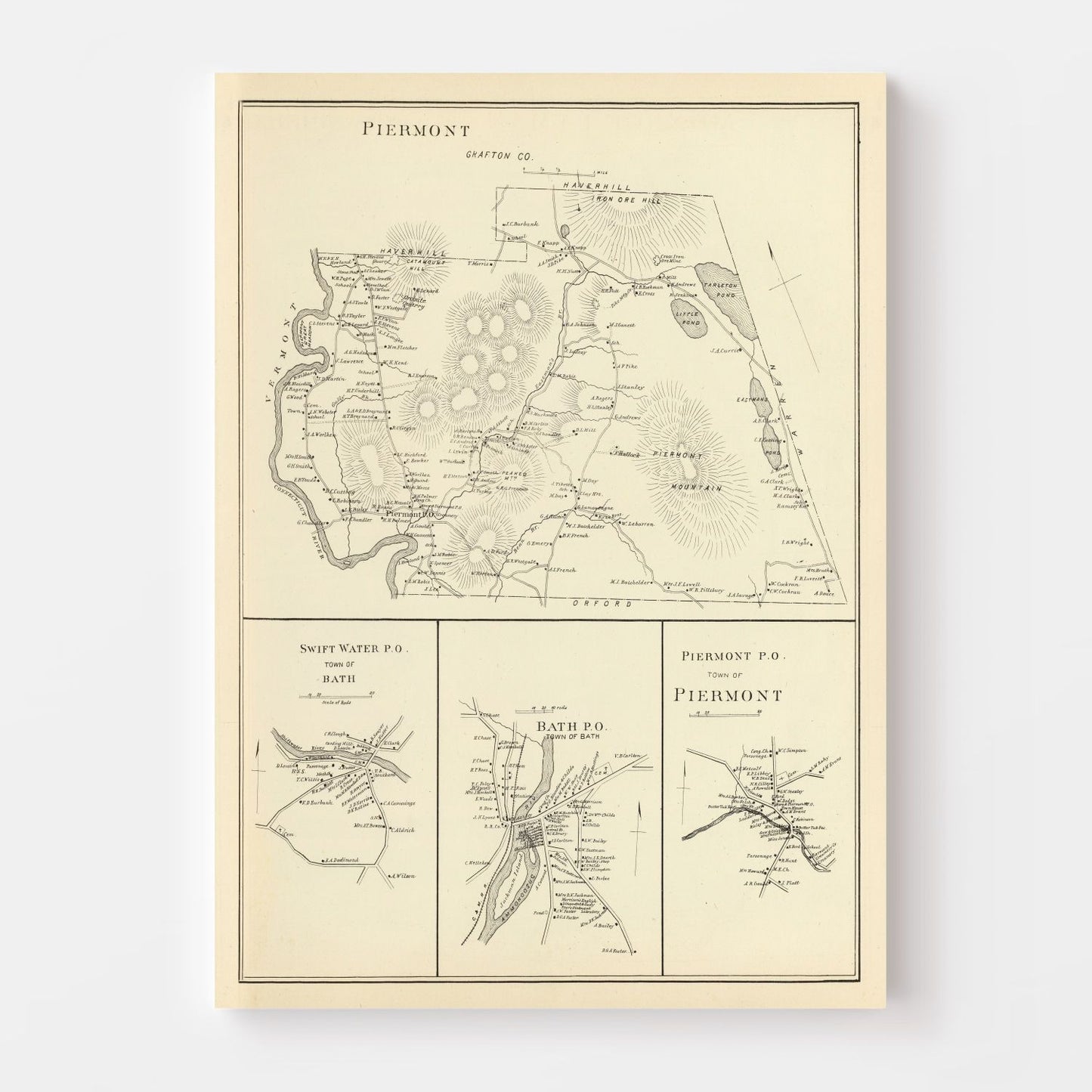 Vintage Map of Piermont, New Hampshire, 1892