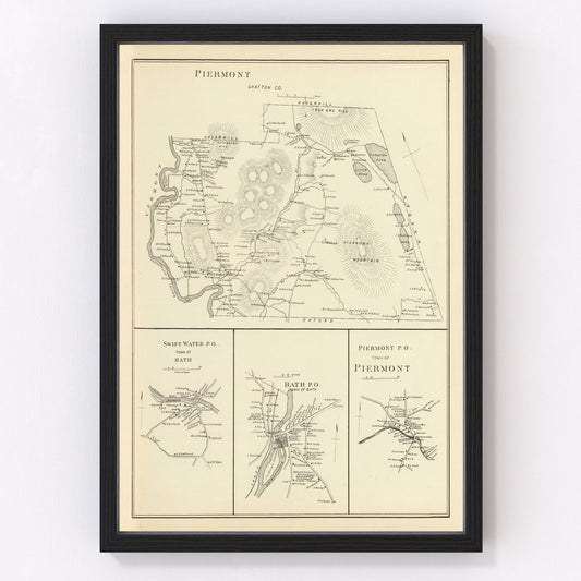 vintage map of Piermont, New Hampshire, 1892