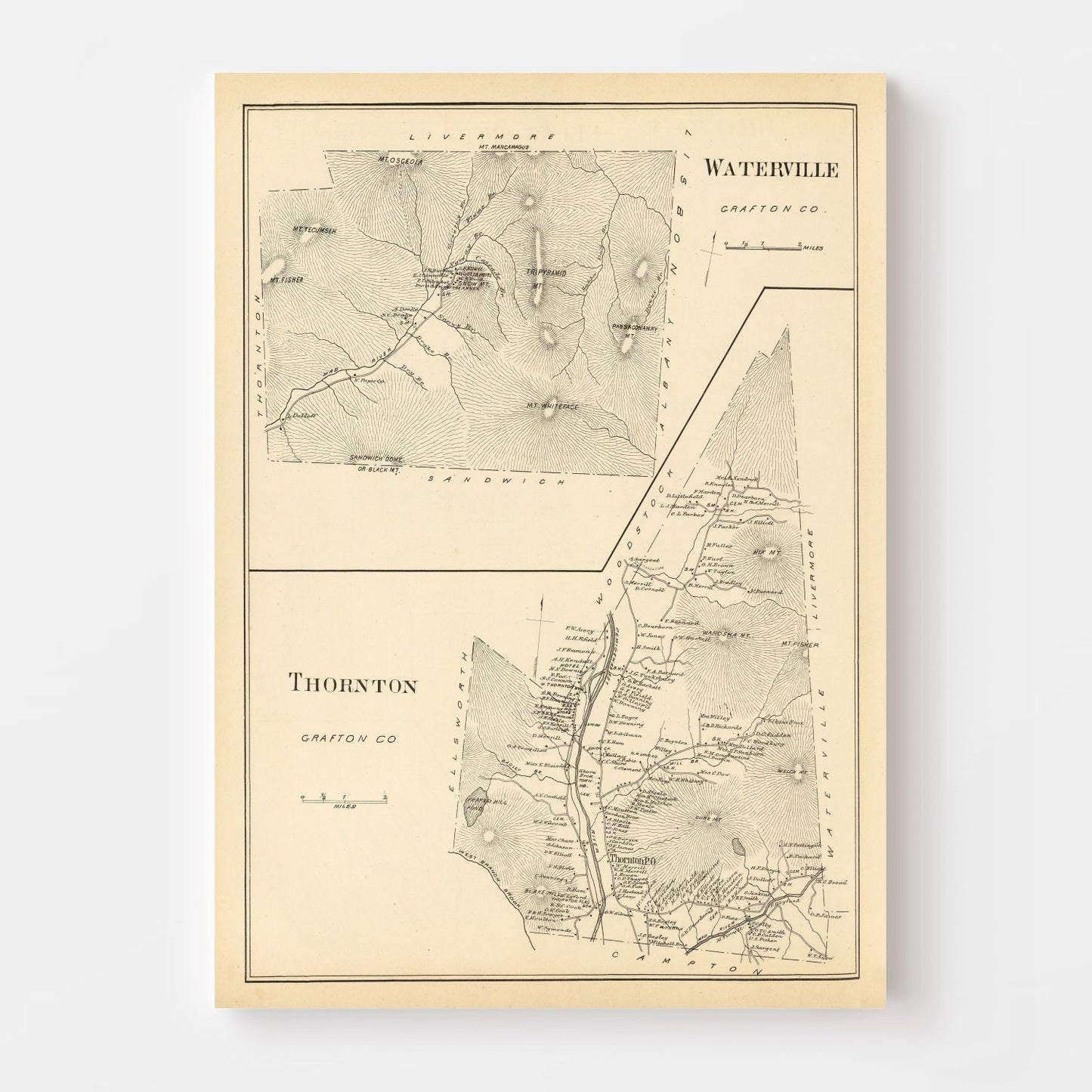 Vintage Map of Thornton, New Hampshire, 1892