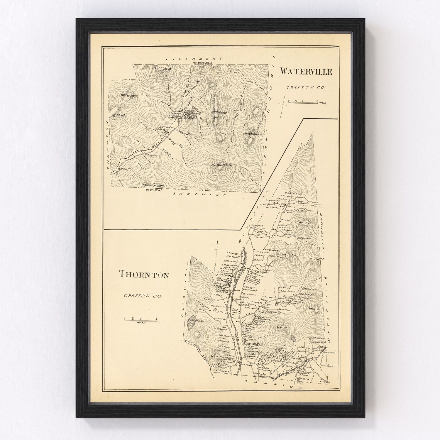 vintage map of Thornton, New Hampshire, 1892