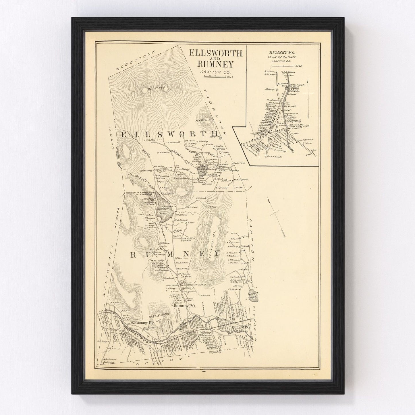 vintage map of Ellsworth, New Hampshire, 1892