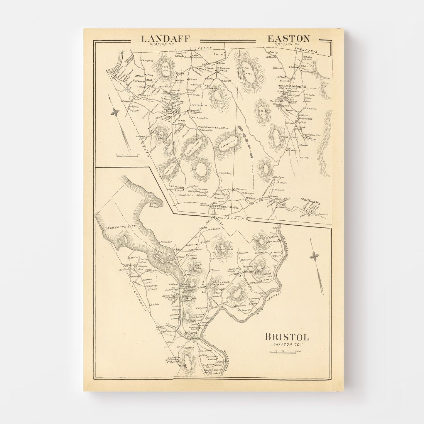Vintage Map of Easton, New Hampshire, 1892