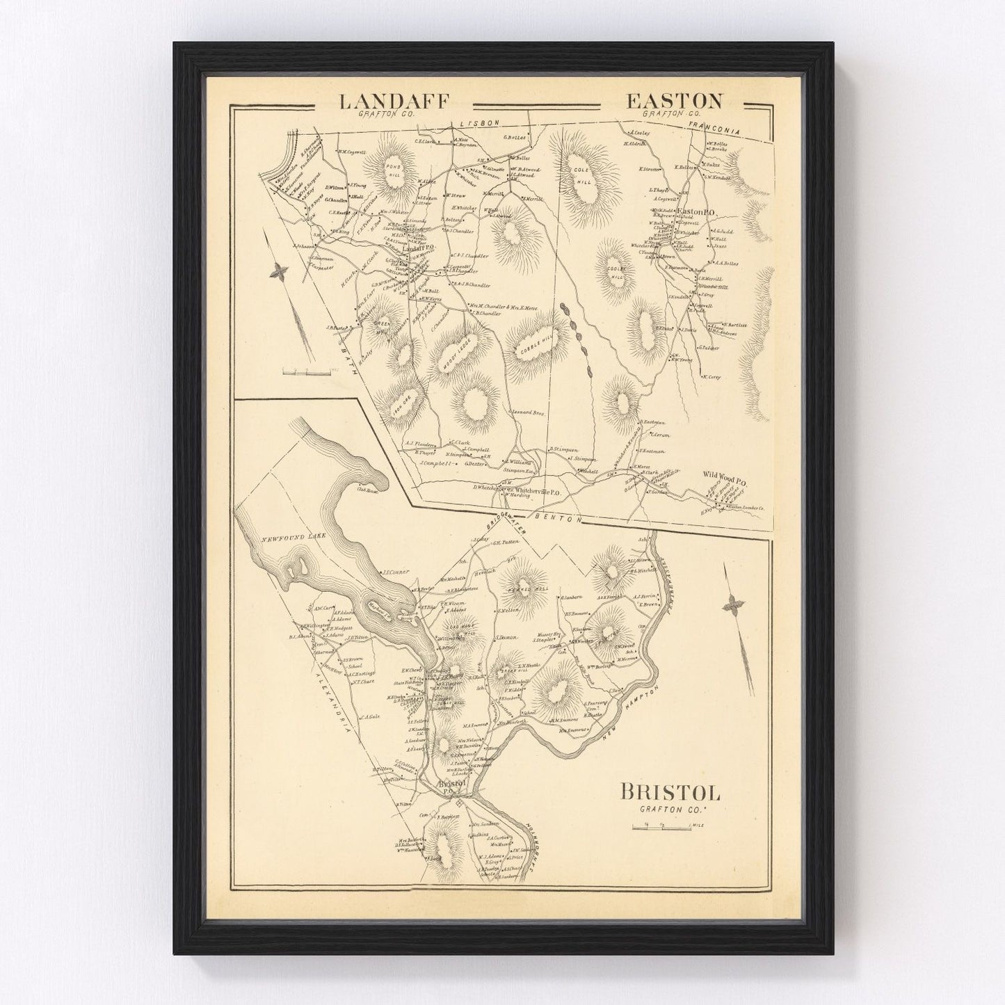 Vintage map of Easton, New Hampshire, 1892