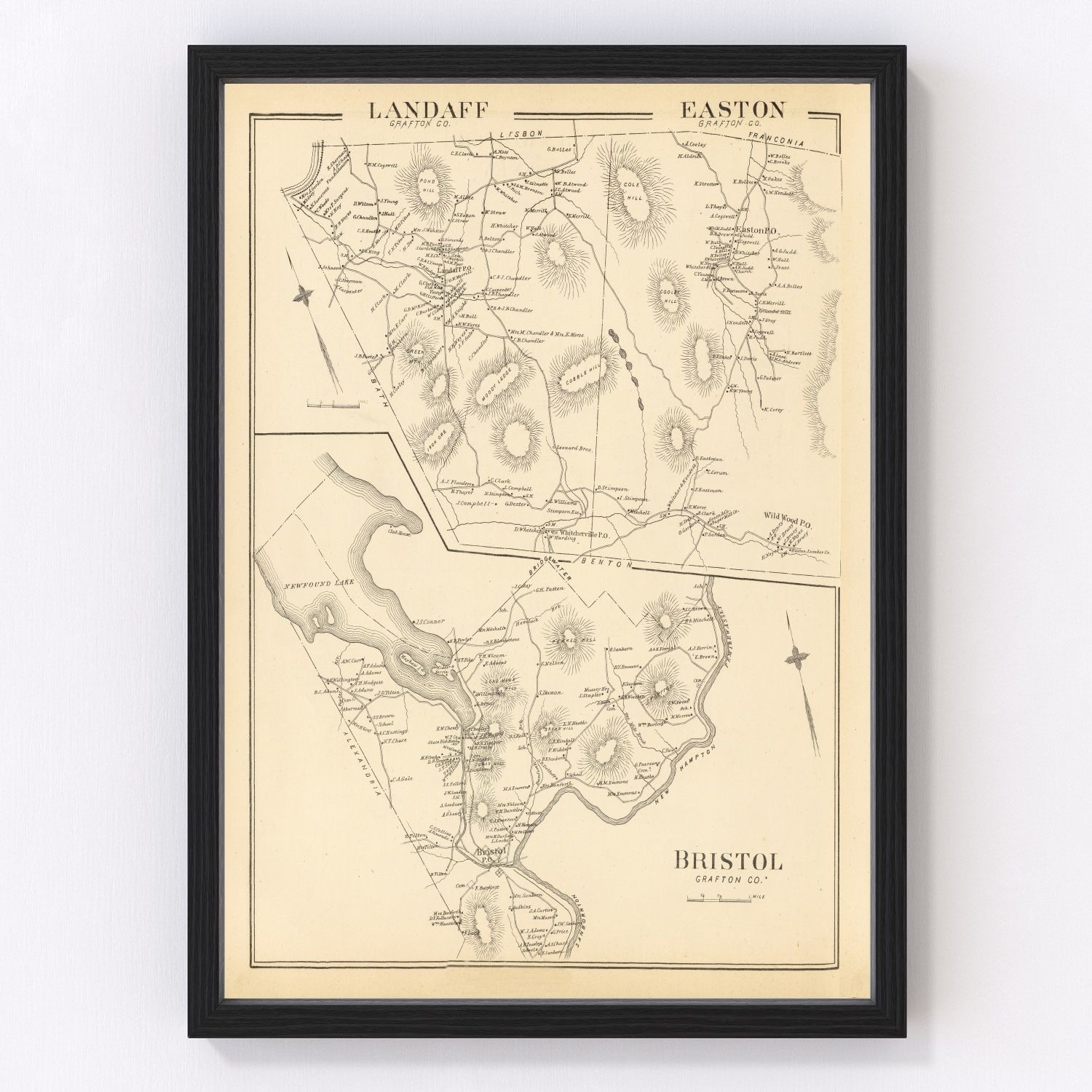 Vintage map of Easton, New Hampshire, 1892