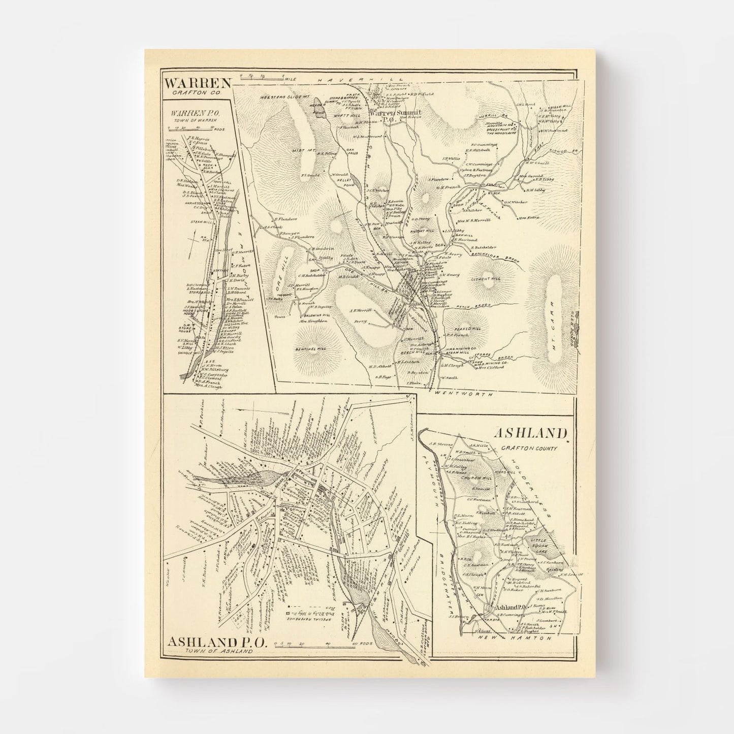 Vintage Map of Ashland, New Hampshire, 1892