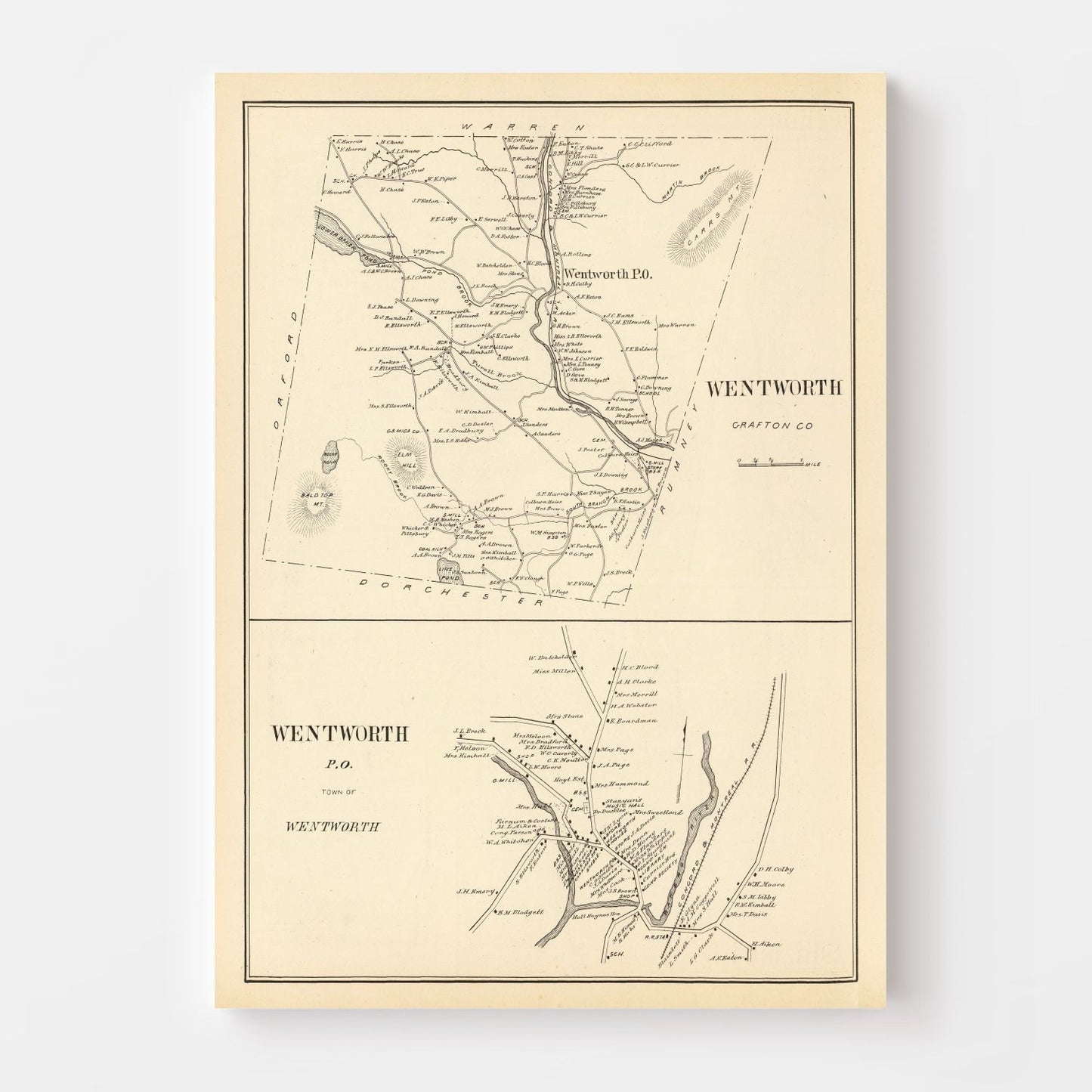 Vintage Map of Wentworth, New Hampshire, 1892