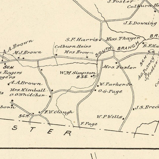 Vintage Map of Wentworth, New Hampshire, 1892