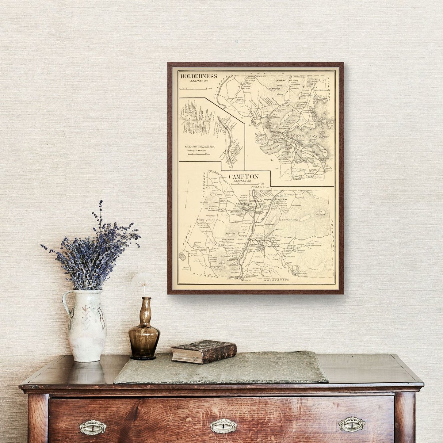 Vintage Map of Campton, New Hampshire, 1892 | Wall Art