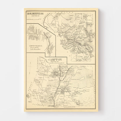 Vintage Map of Campton, New Hampshire, 1892 | Wall Art