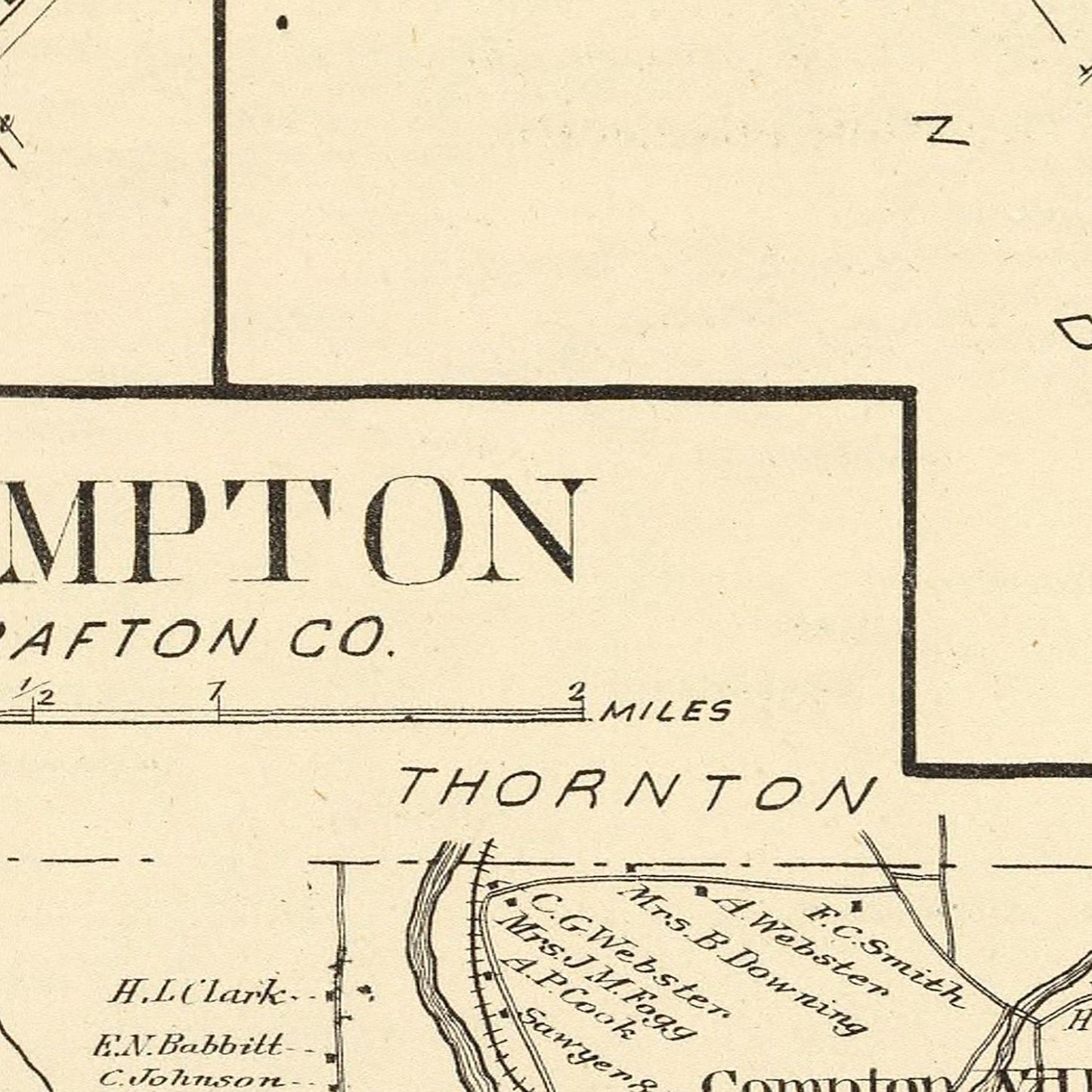 Vintage Map of Campton, New Hampshire, 1892 | Wall Art