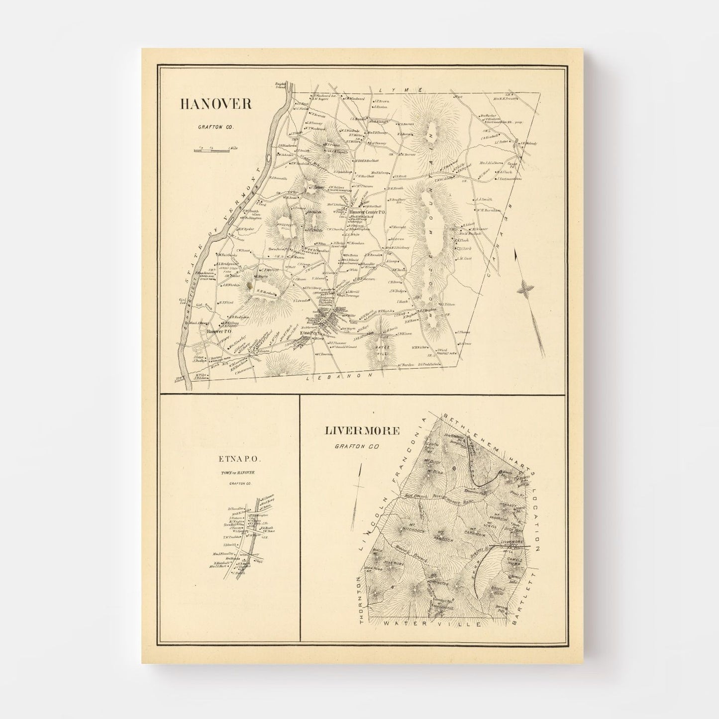 Vintage Map of Hanover, New Hampshire, 1892 II