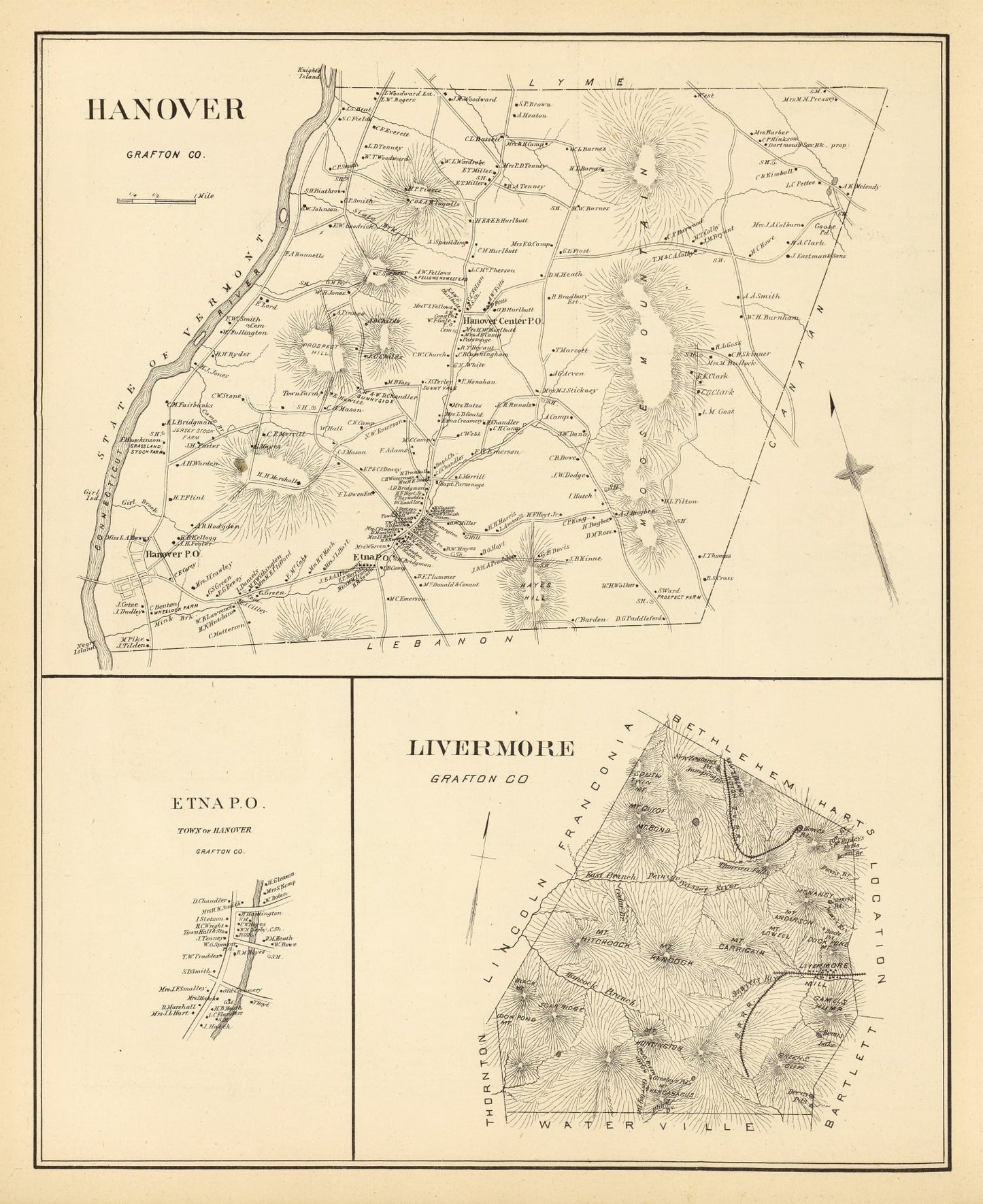 Vintage Map of Hanover, New Hampshire, 1892 II