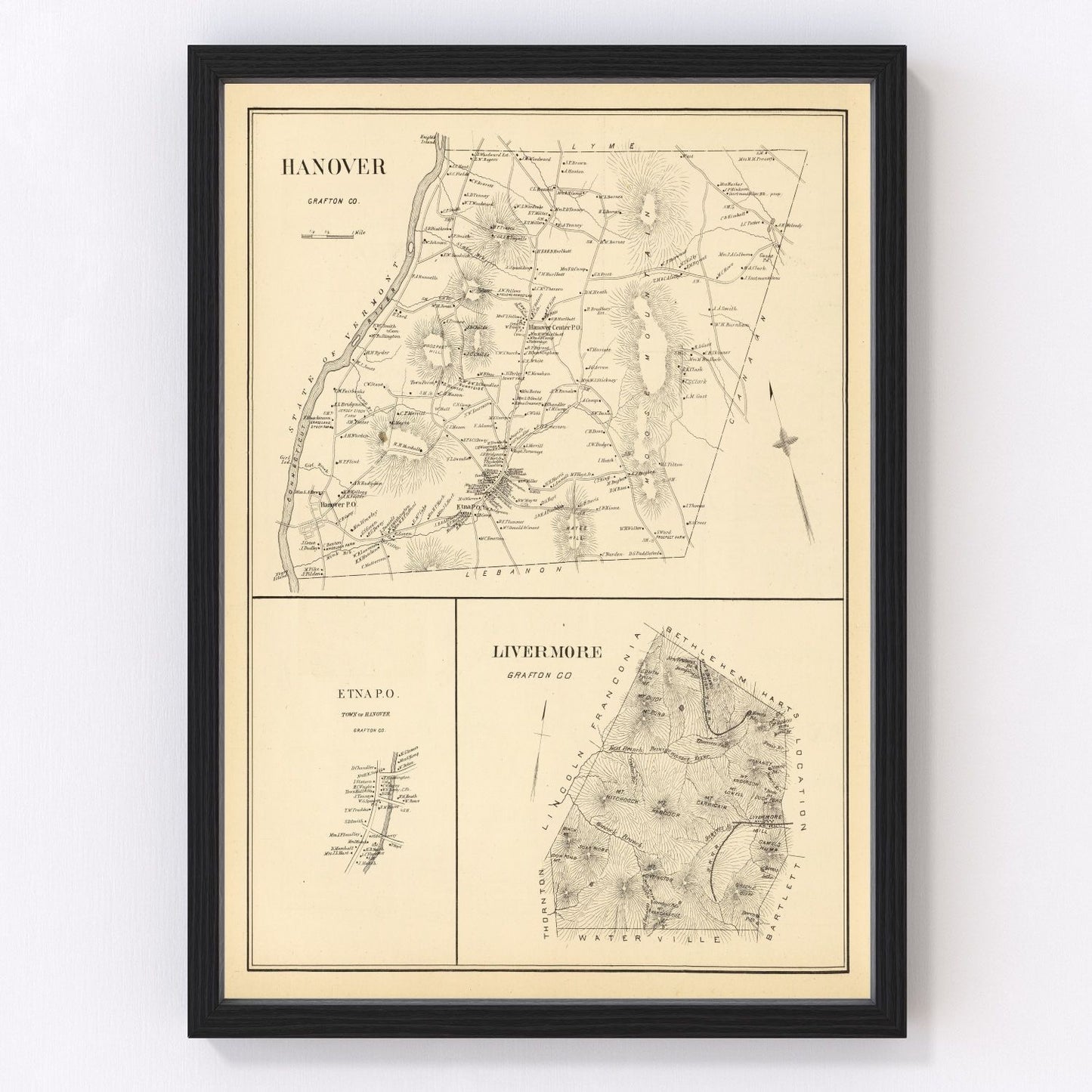 Vintage map of Hanover, New Hampshire, 1892