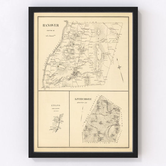 Vintage map of Hanover, New Hampshire, 1892