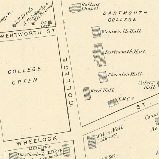Vintage Map of Hanover, New Hampshire, 1892