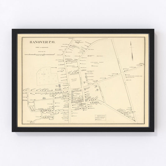 Vintage map of Hanover, New Hampshire, 1892
