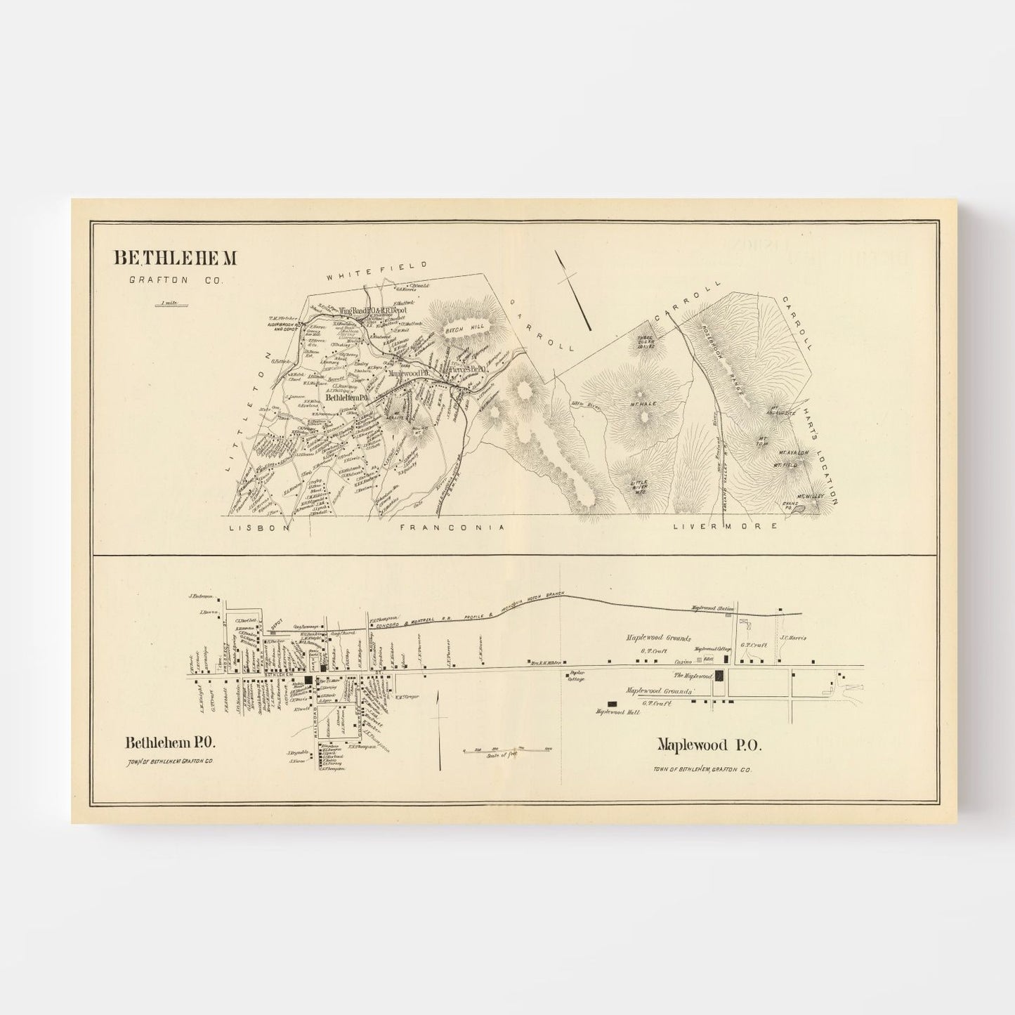 Vintage Map of Bethlehem, New Hampshire, 1892