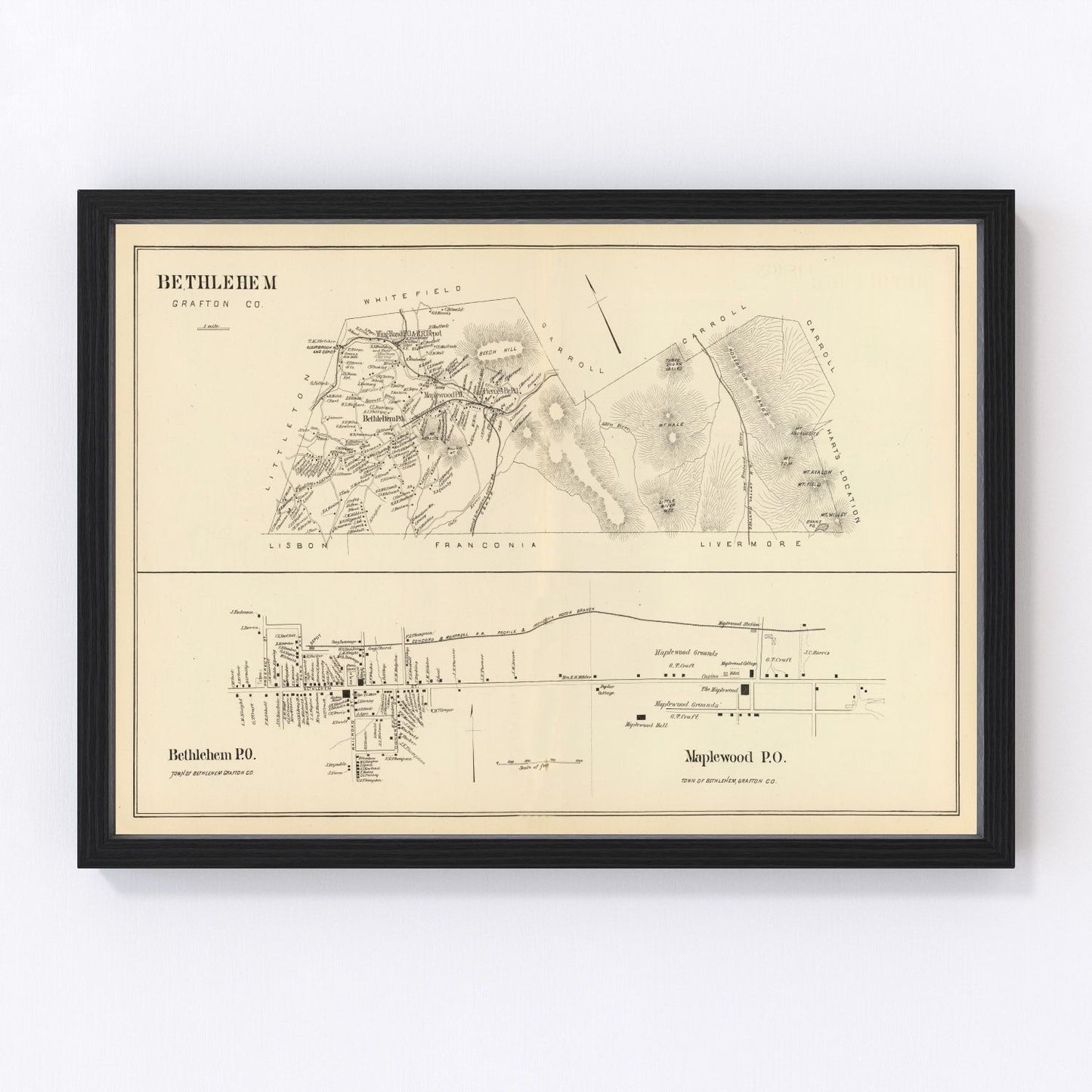 Vintage map of Bethlehem, New Hampshire, 1892