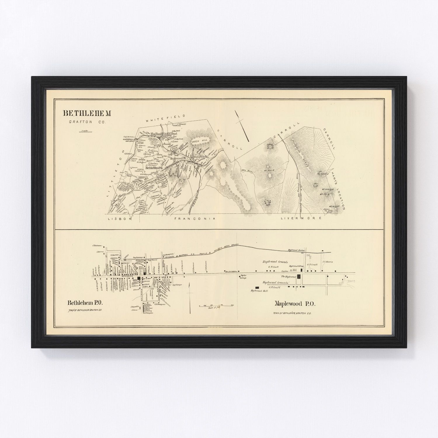 Vintage map of Bethlehem, New Hampshire, 1892