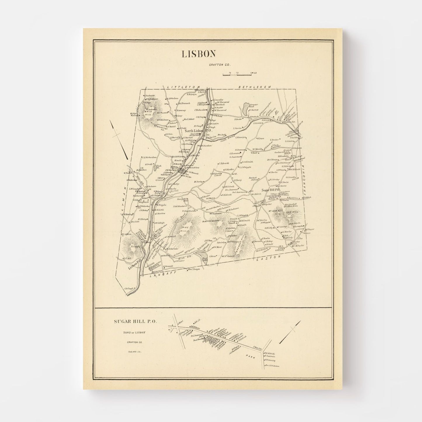 Vintage Map of Lisbon, New Hampshire, 1892