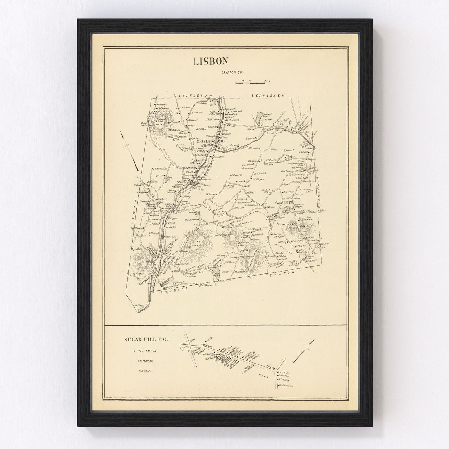 Vintage map of Lisbon, New Hampshire, 1892