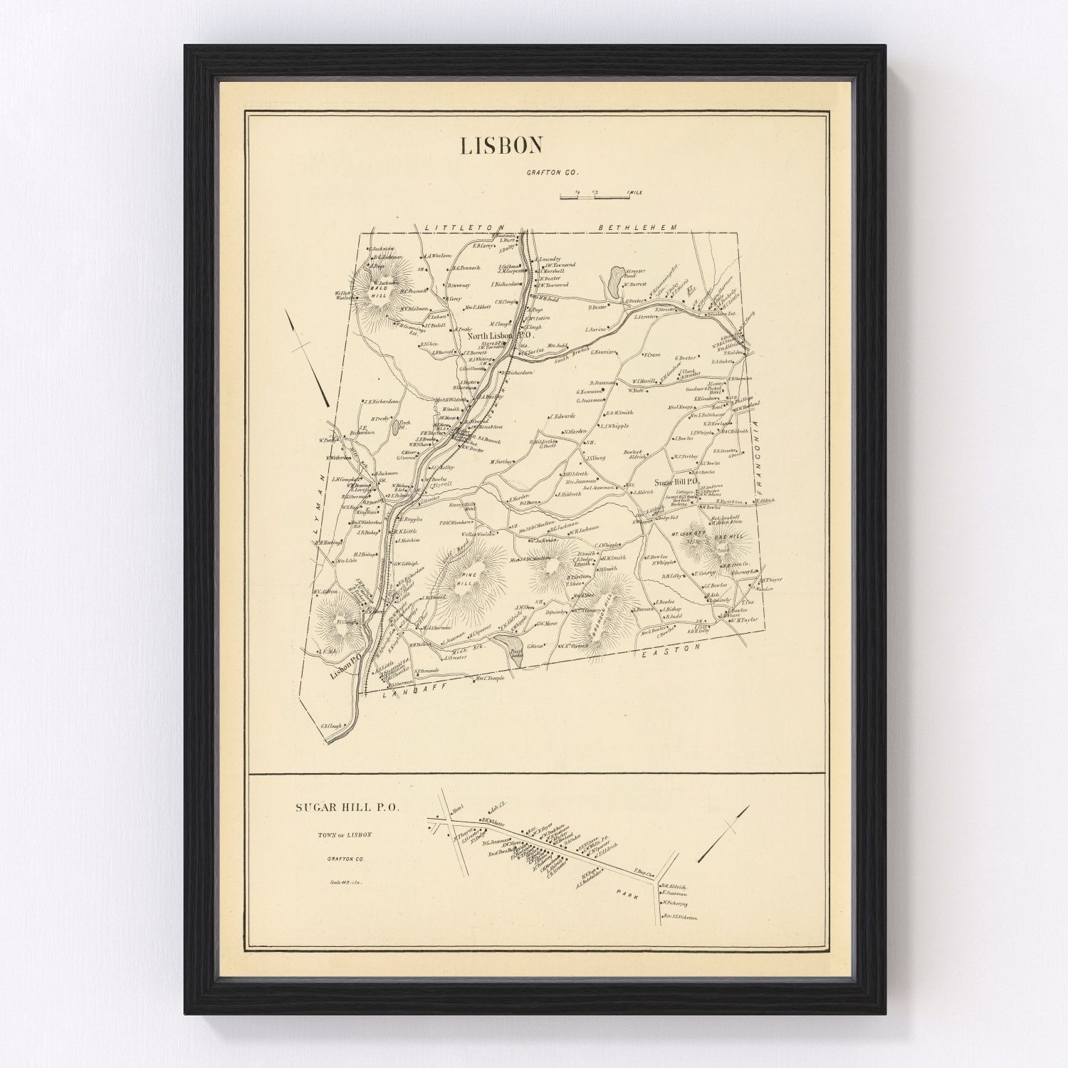 Vintage map of Lisbon, New Hampshire, 1892