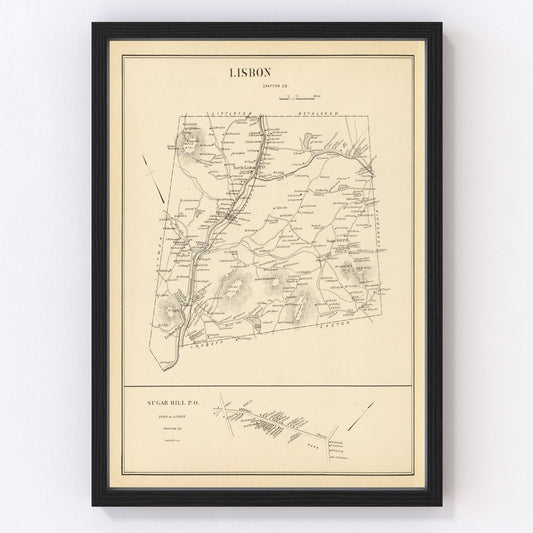Vintage map of Lisbon, New Hampshire, 1892
