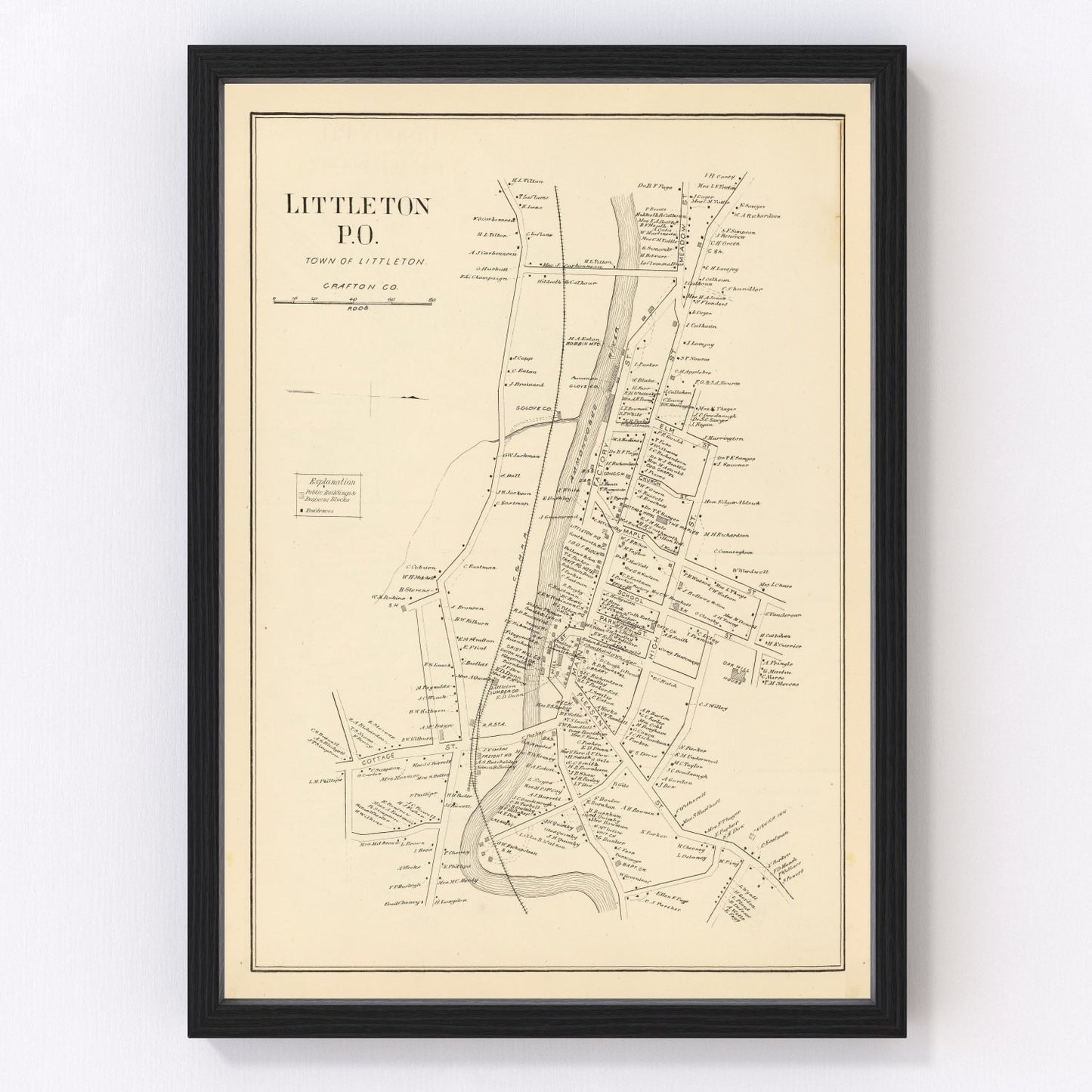 vintage map of Littleton, New Hampshire, 1892