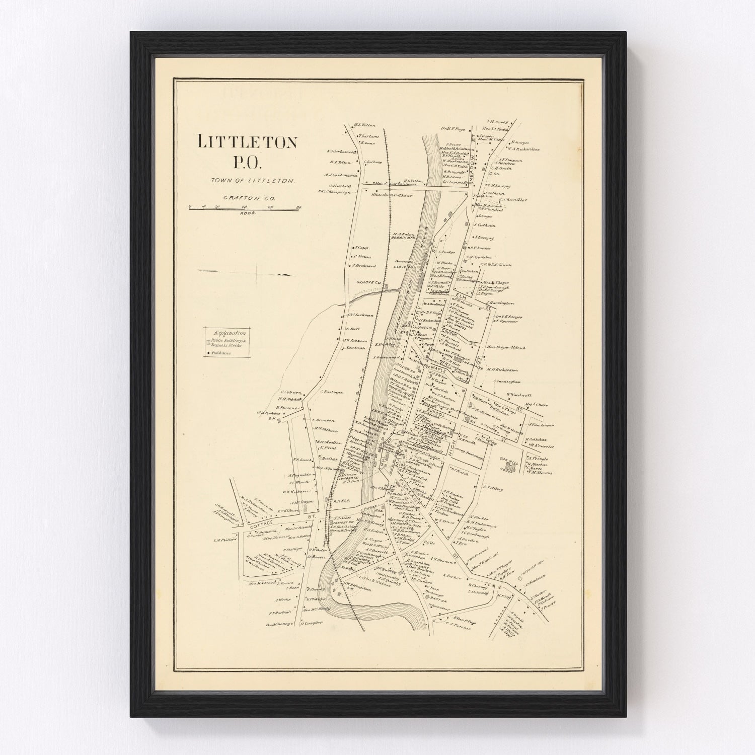 vintage map of Littleton, New Hampshire, 1892