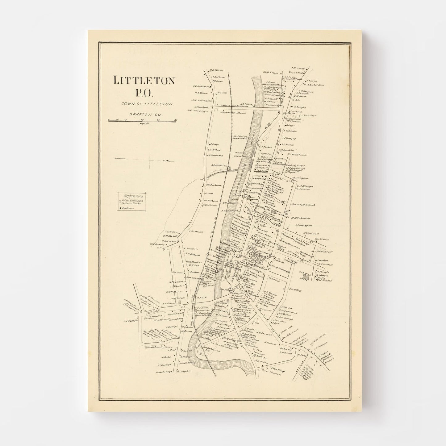 Vintage Map of Littleton, New Hampshire, 1892