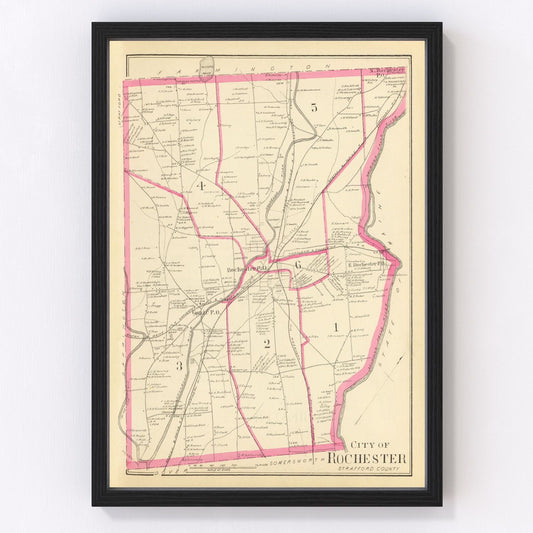vintage map of Rochester, New Hampshire, 1892