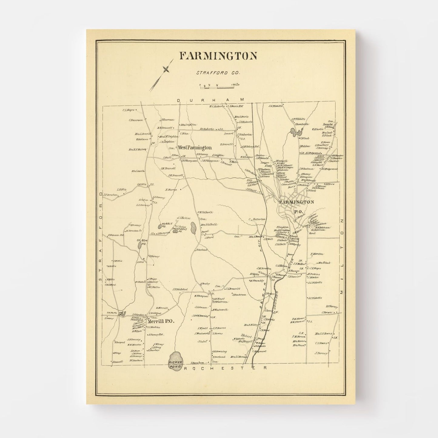 Vintage Map of Farmington, New Hampshire, 1892
