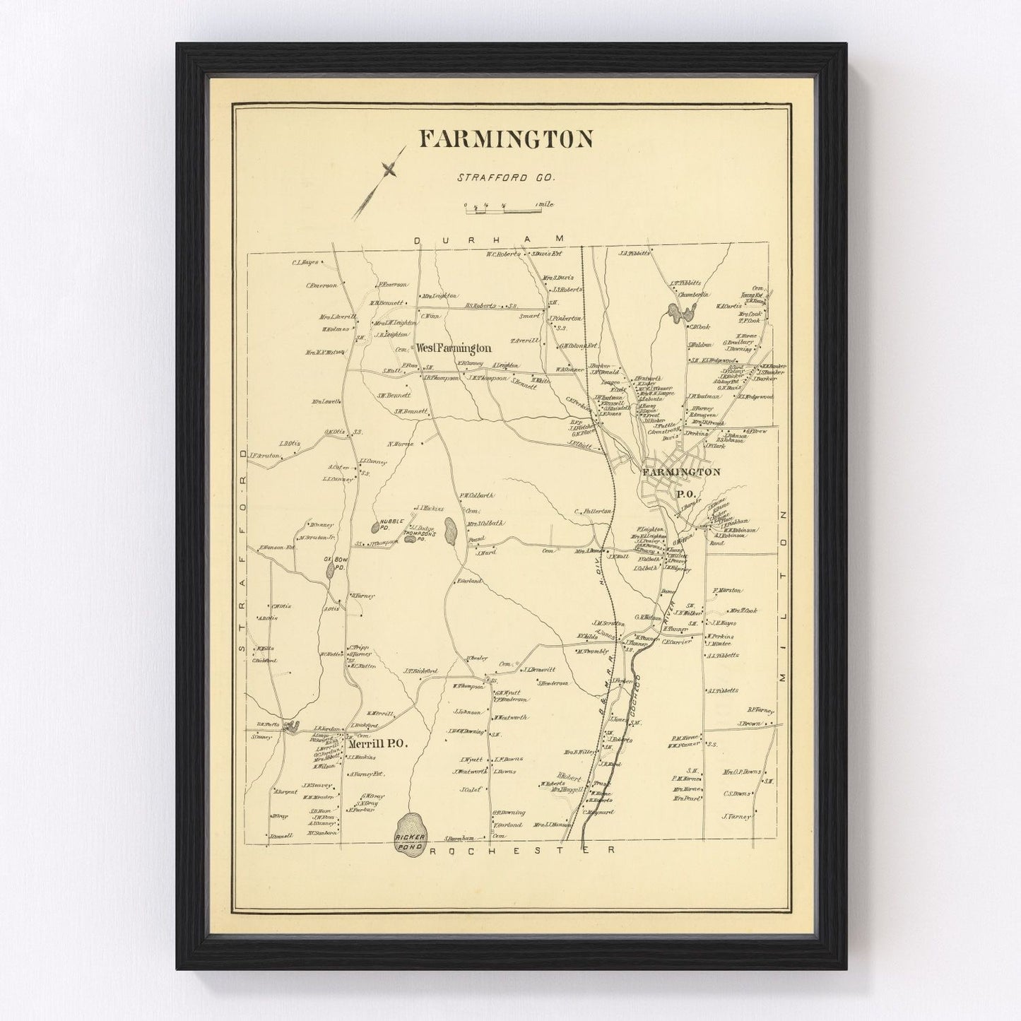 vintage map of Farmington, New Hampshire, 1892