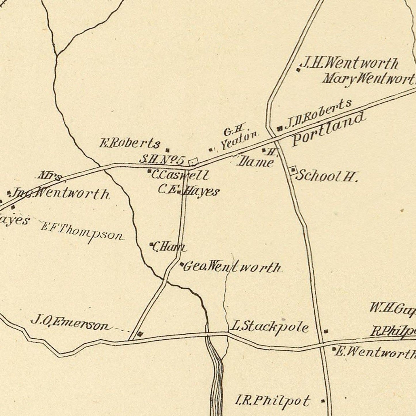 Vintage Map of Rollinsford, New Hampshire, 1892