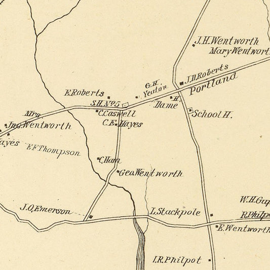 Vintage Map of Rollinsford, New Hampshire, 1892