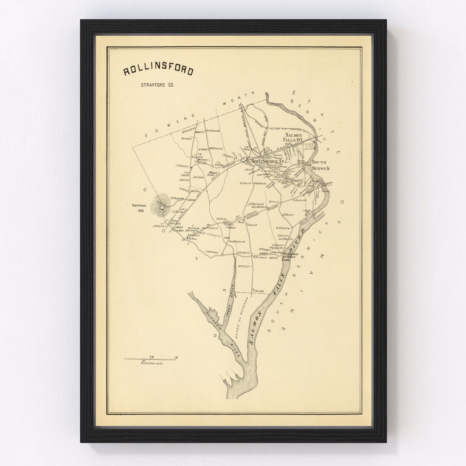 vintage map of Rollinsford, New Hampshire, 1892
