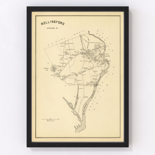 vintage map of Rollinsford, New Hampshire, 1892