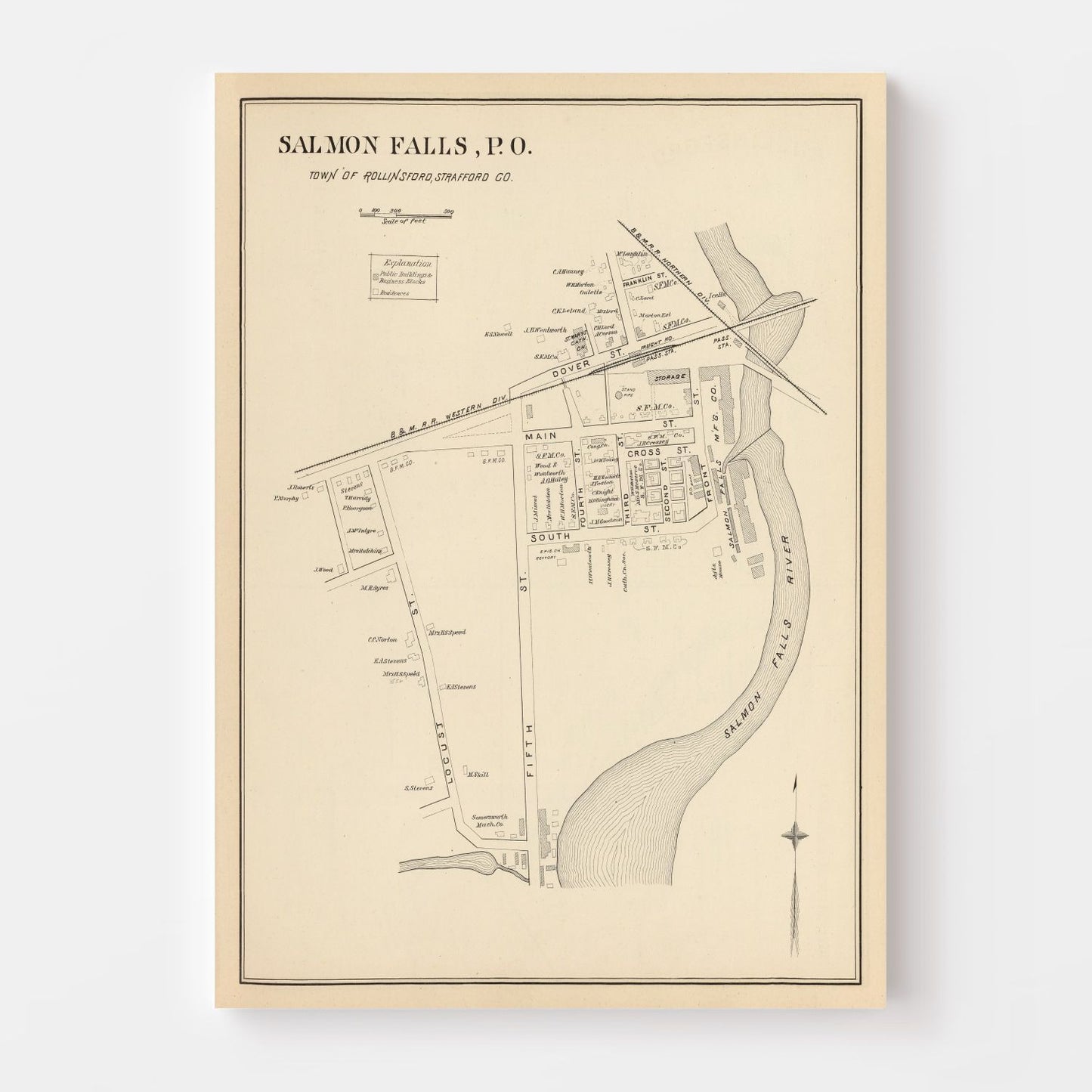 Vintage Map of Rollinsford, New Hampshire, 1892 (No. 2)