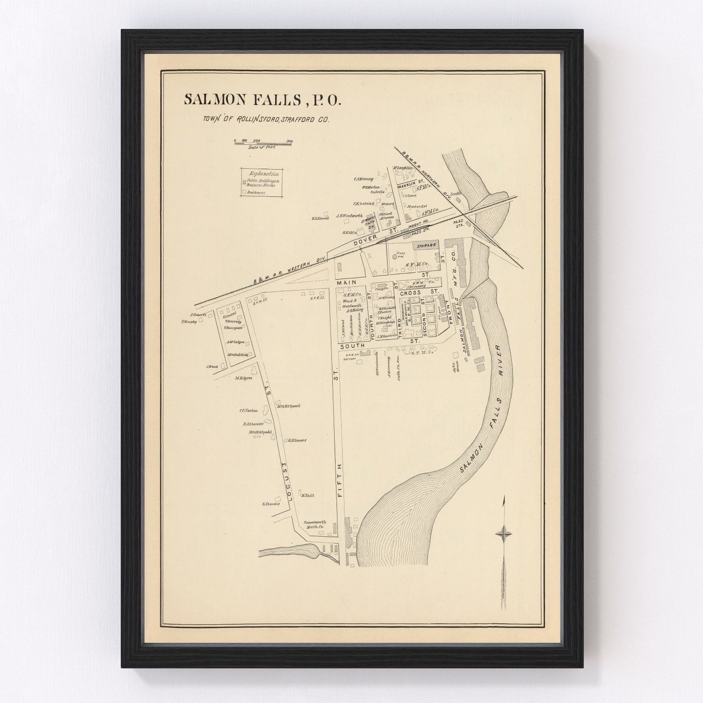 vintage map of Rollinsford, New Hampshire, 1892