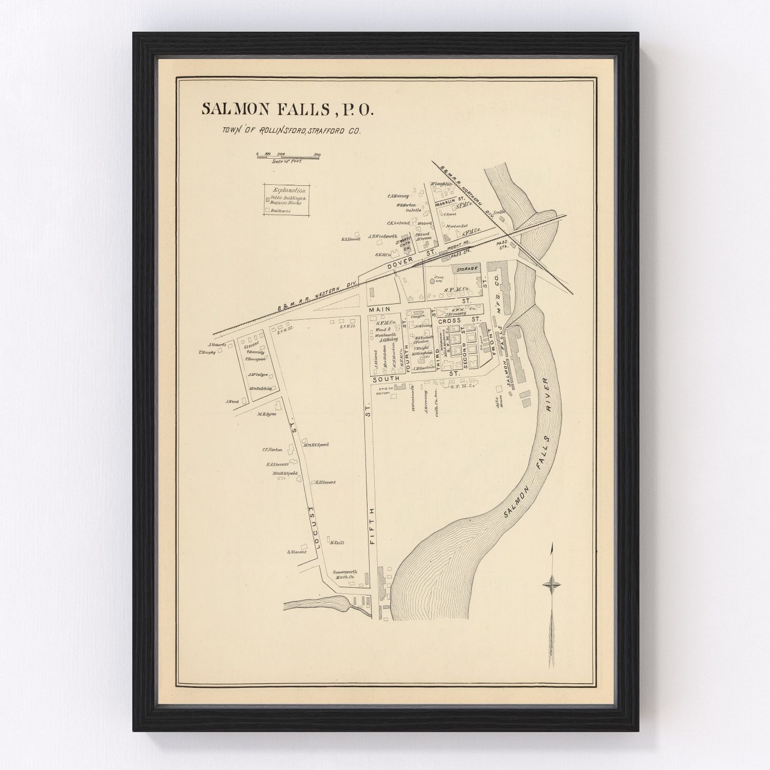 vintage map of Rollinsford, New Hampshire, 1892