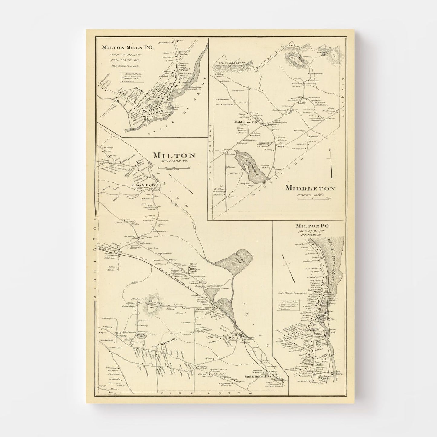 Vintage Map of Middleton, New Hampshire, 1892