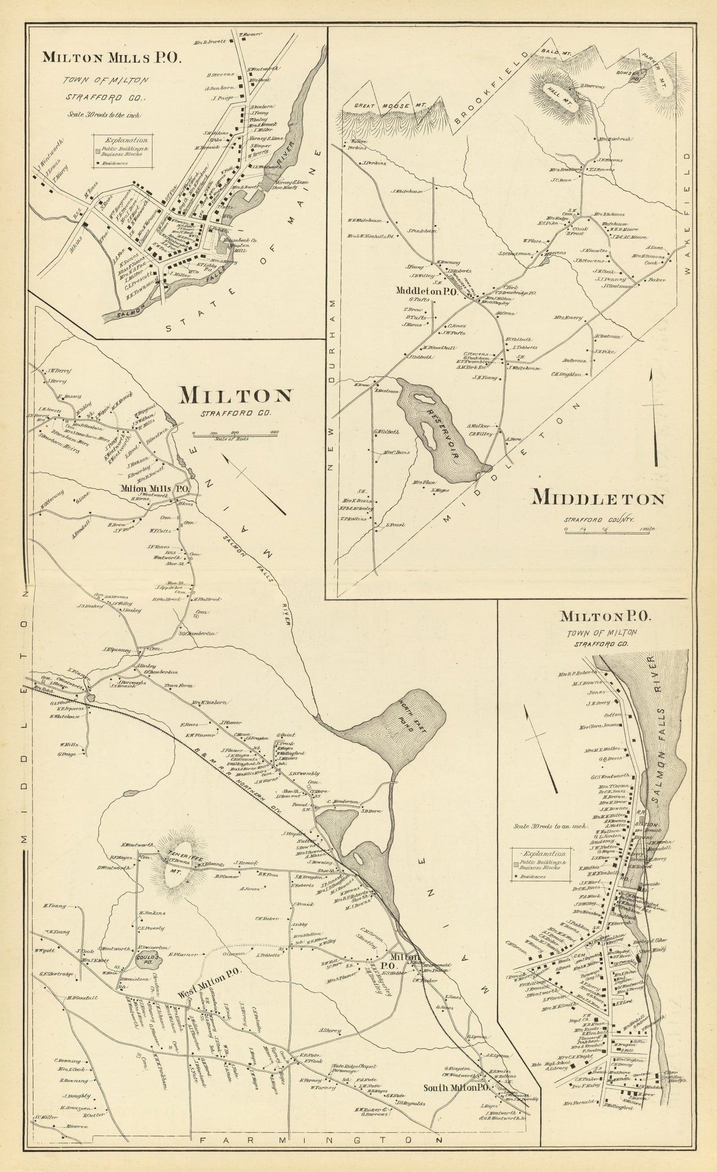 Vintage Map of Middleton, New Hampshire, 1892