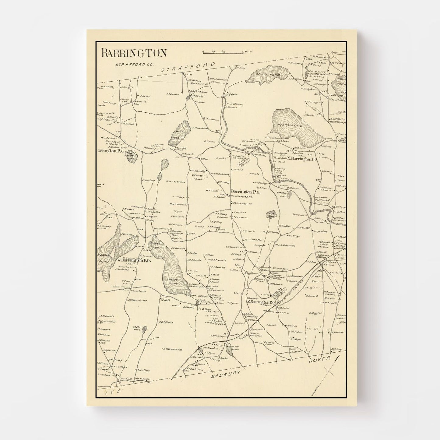 Vintage Map of Barrington, New Hampshire, 1892