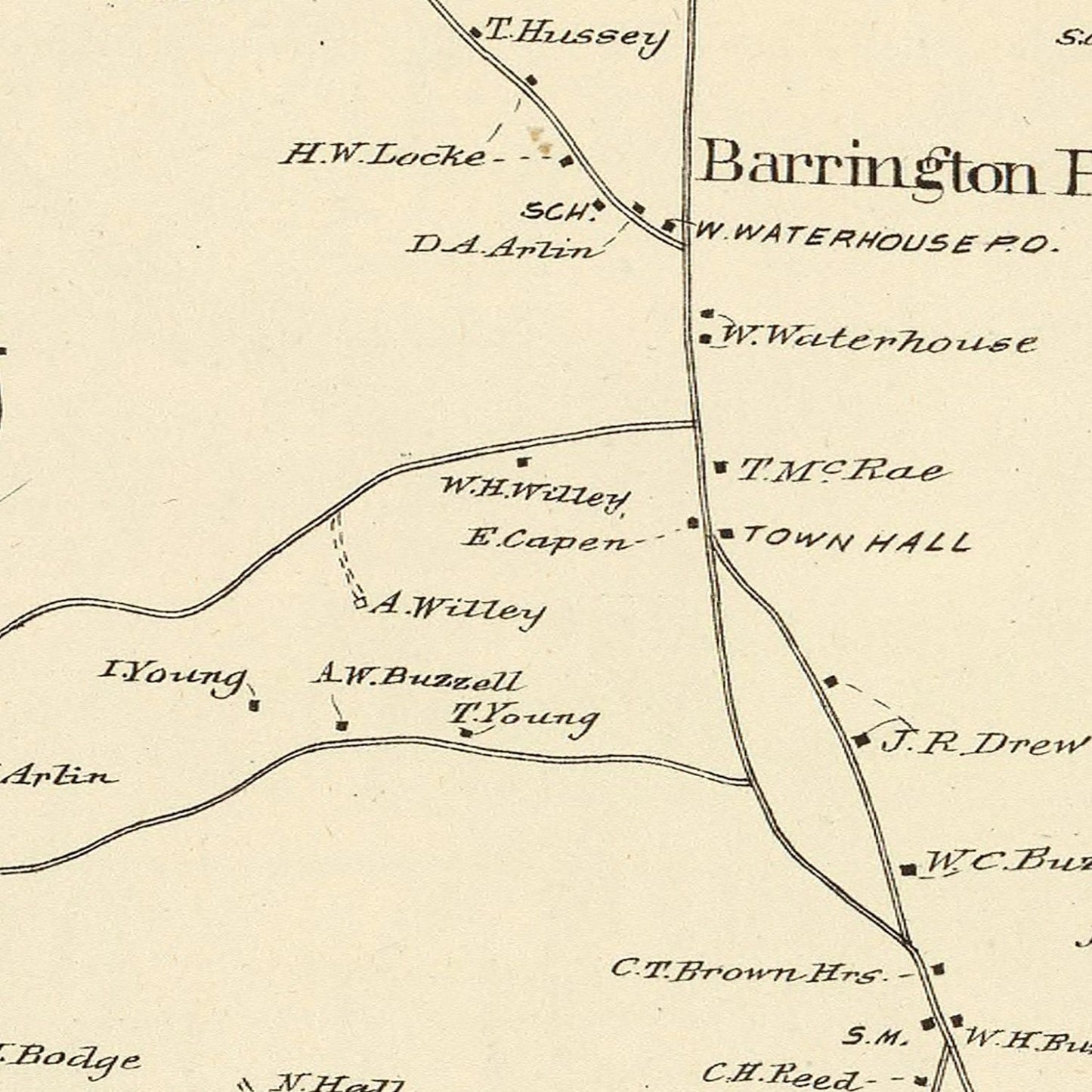 Vintage Map of Barrington, New Hampshire, 1892