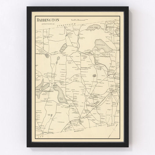 Vintage map of Barrington, New Hampshire, 1892