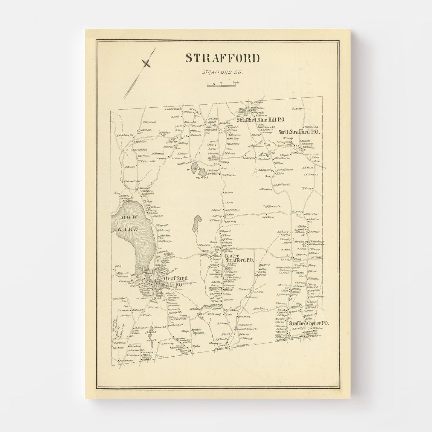 Vintage Map of Strafford, New Hampshire, 1892