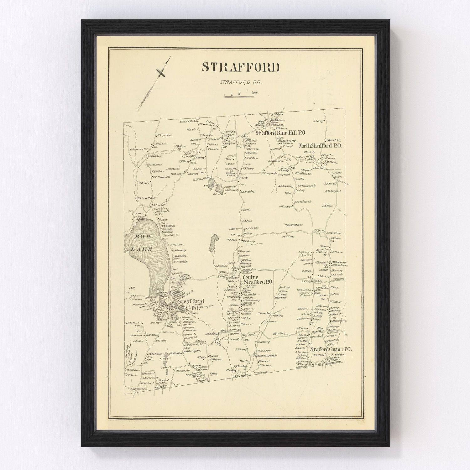 Vintage map of Strafford, New Hampshire, 1892